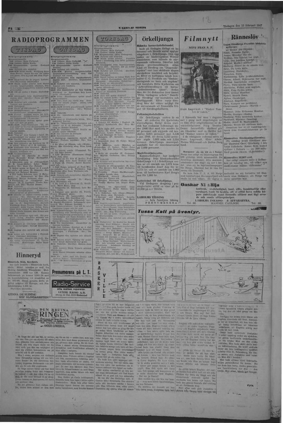 Laholms Tidning Tisdag 18 februari 1947, sida 8