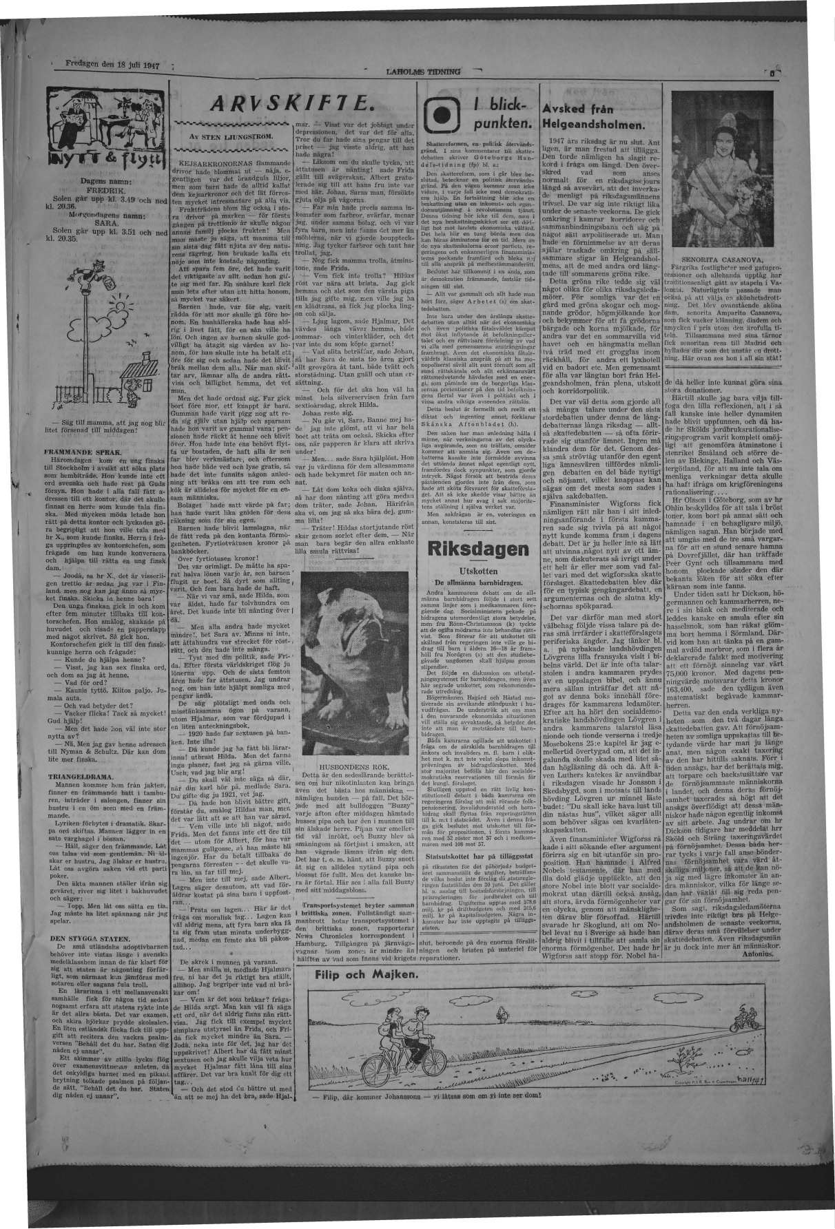 Laholms Tidning Fredag 18 juli 1947, sida 5