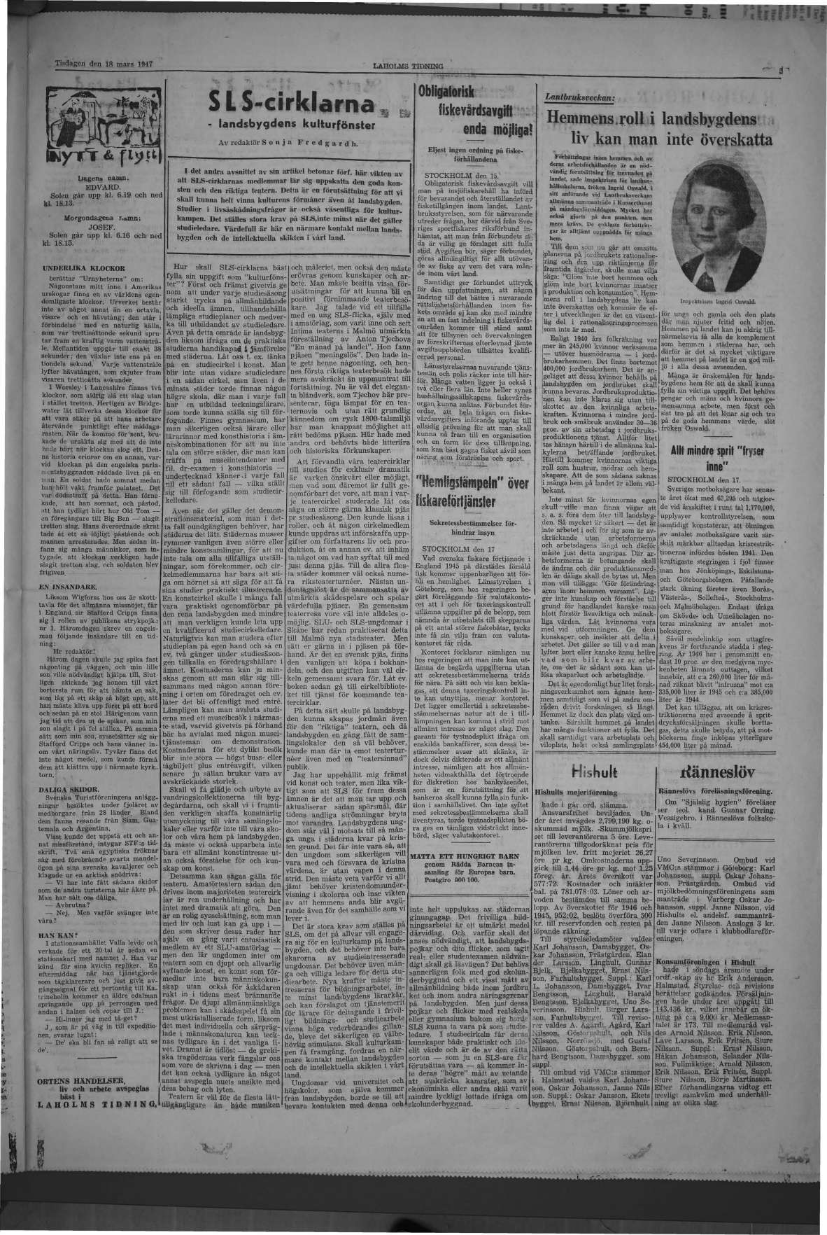 Laholms Tidning Tisdag 18 mars 1947, sida 5
