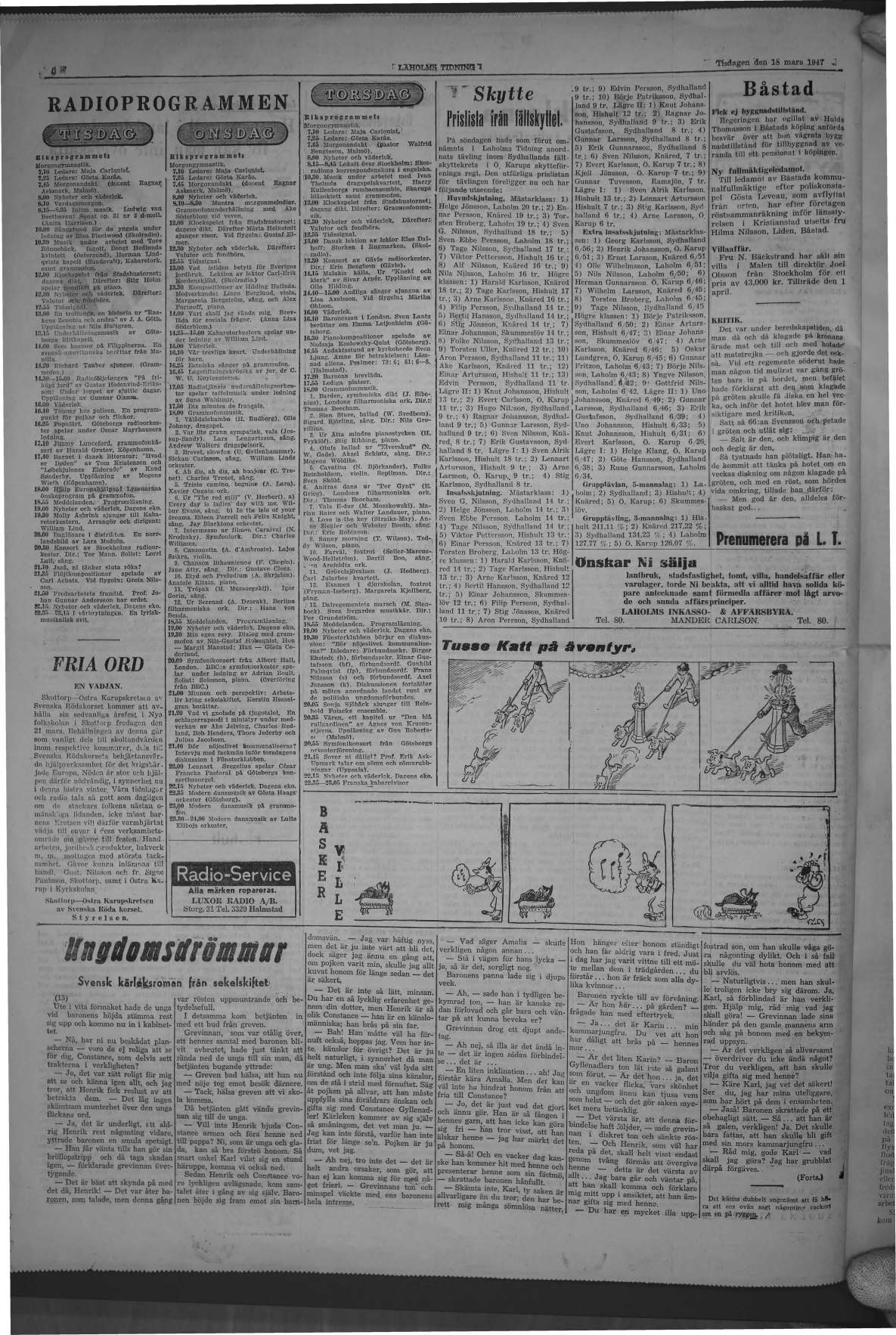 Laholms Tidning Tisdag 18 mars 1947, sida 6