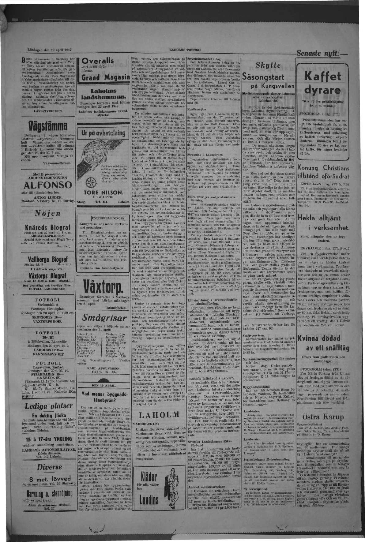 Laholms Tidning Lördag 19 april 1947, sida 3
