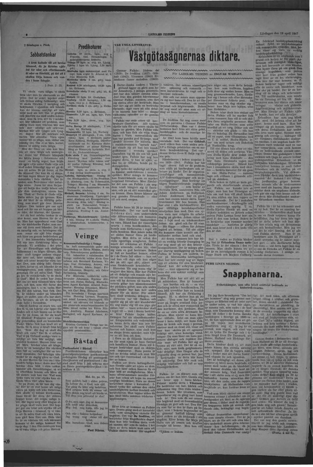 Laholms Tidning Lördag 19 april 1947, sida 6