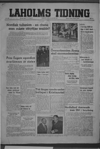 Förstasidan, Tisdag 19 augusti 1947