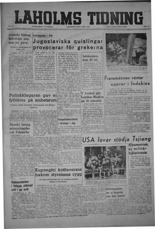 Förstasidan, Torsdag 19 december 1946