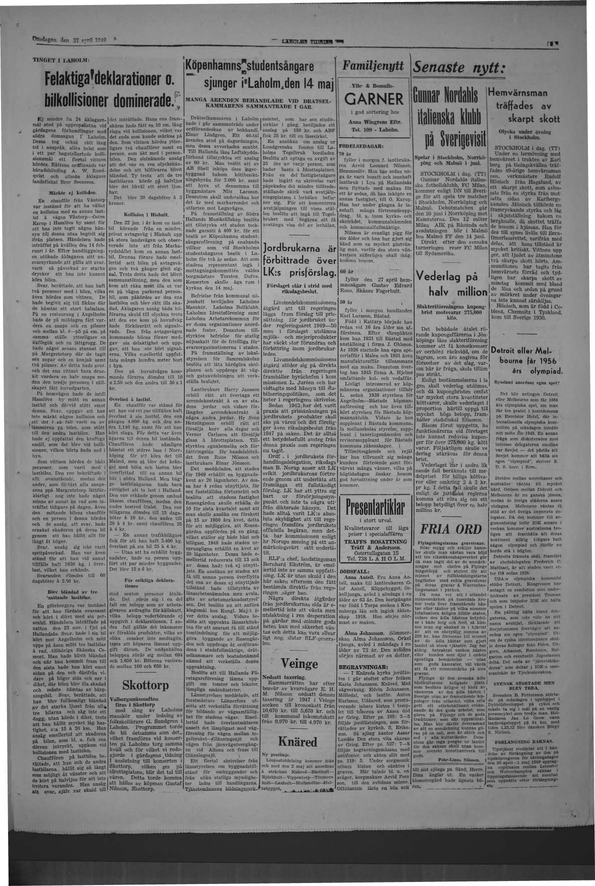 Laholms Tidning Onsdag 27 april 1949, sida 3