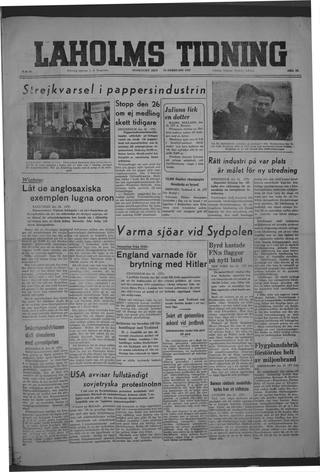 Förstasidan, Onsdag 19 februari 1947