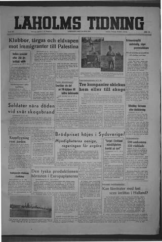 Förstasidan, Lördag 19 juli 1947