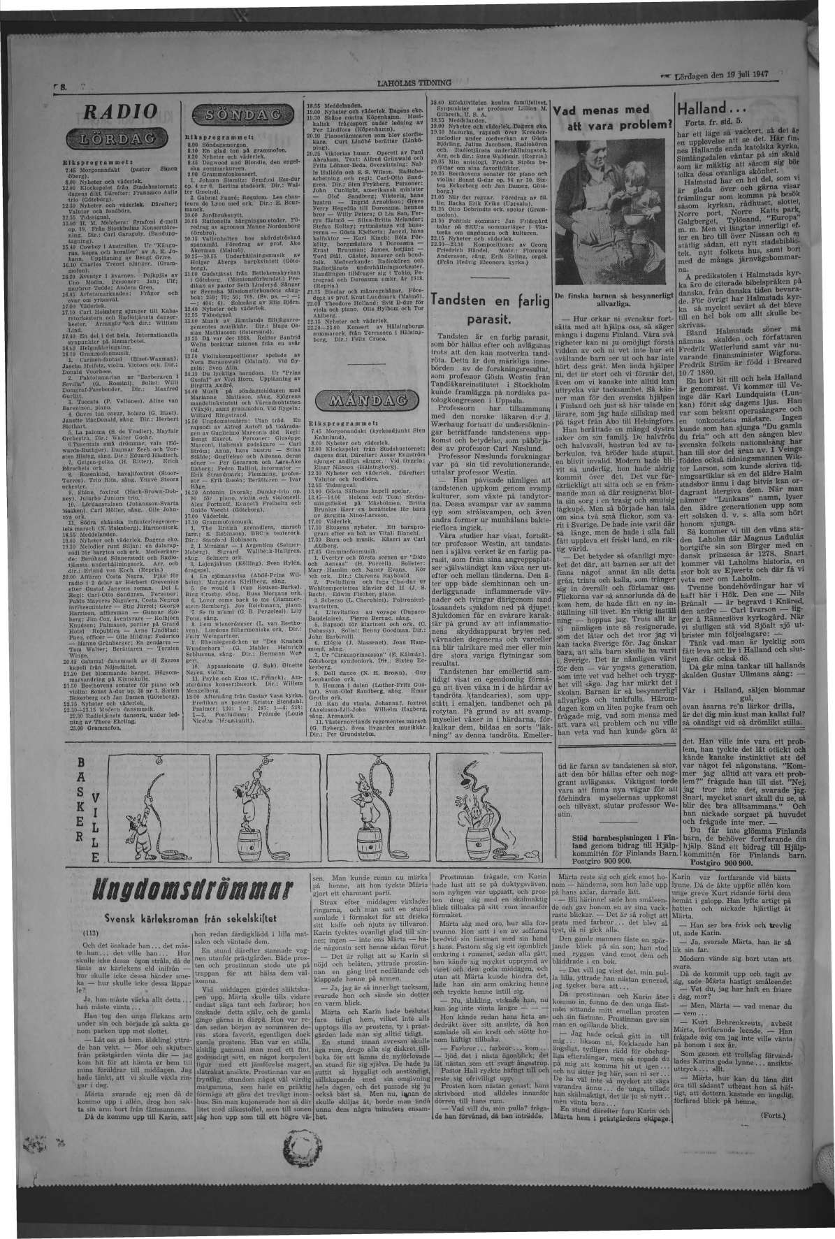 Laholms Tidning Lördag 19 juli 1947, sida 8