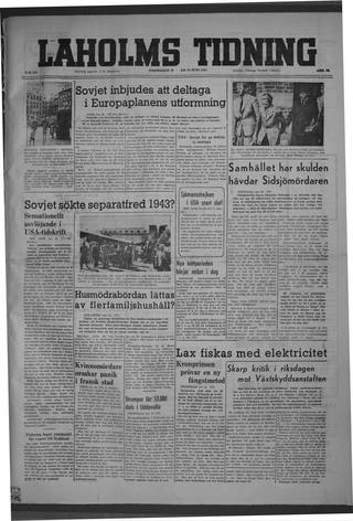 Förstasidan, Torsdag 19 juni 1947