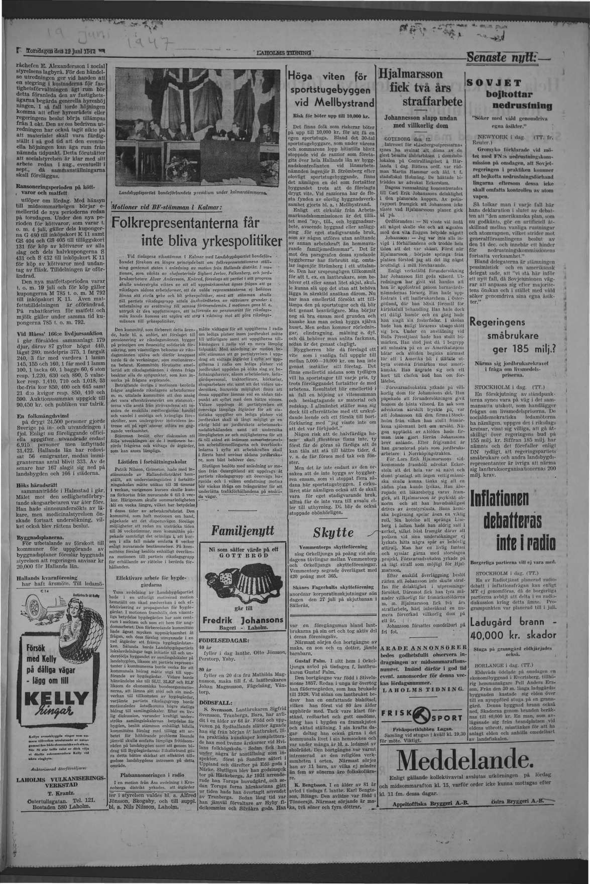 Laholms Tidning Torsdag 19 juni 1947, sida 3