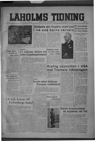 Förstasidan, Onsdag 19 november 1947