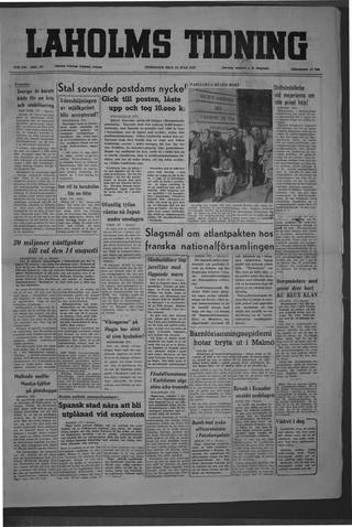 Förstasidan, Onsdag 27 juli 1949