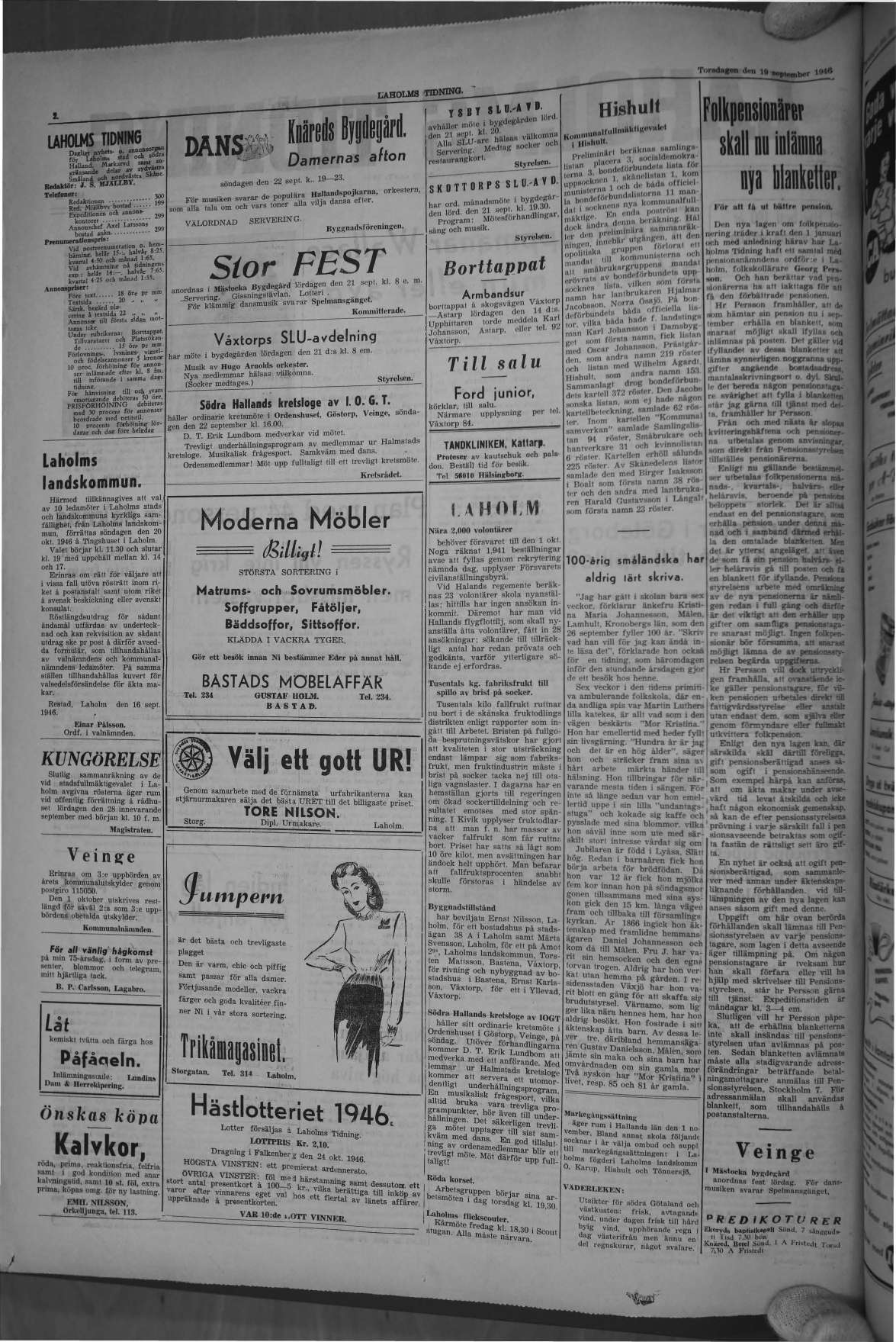 Laholms Tidning Torsdag 19 september 1946, sida 2