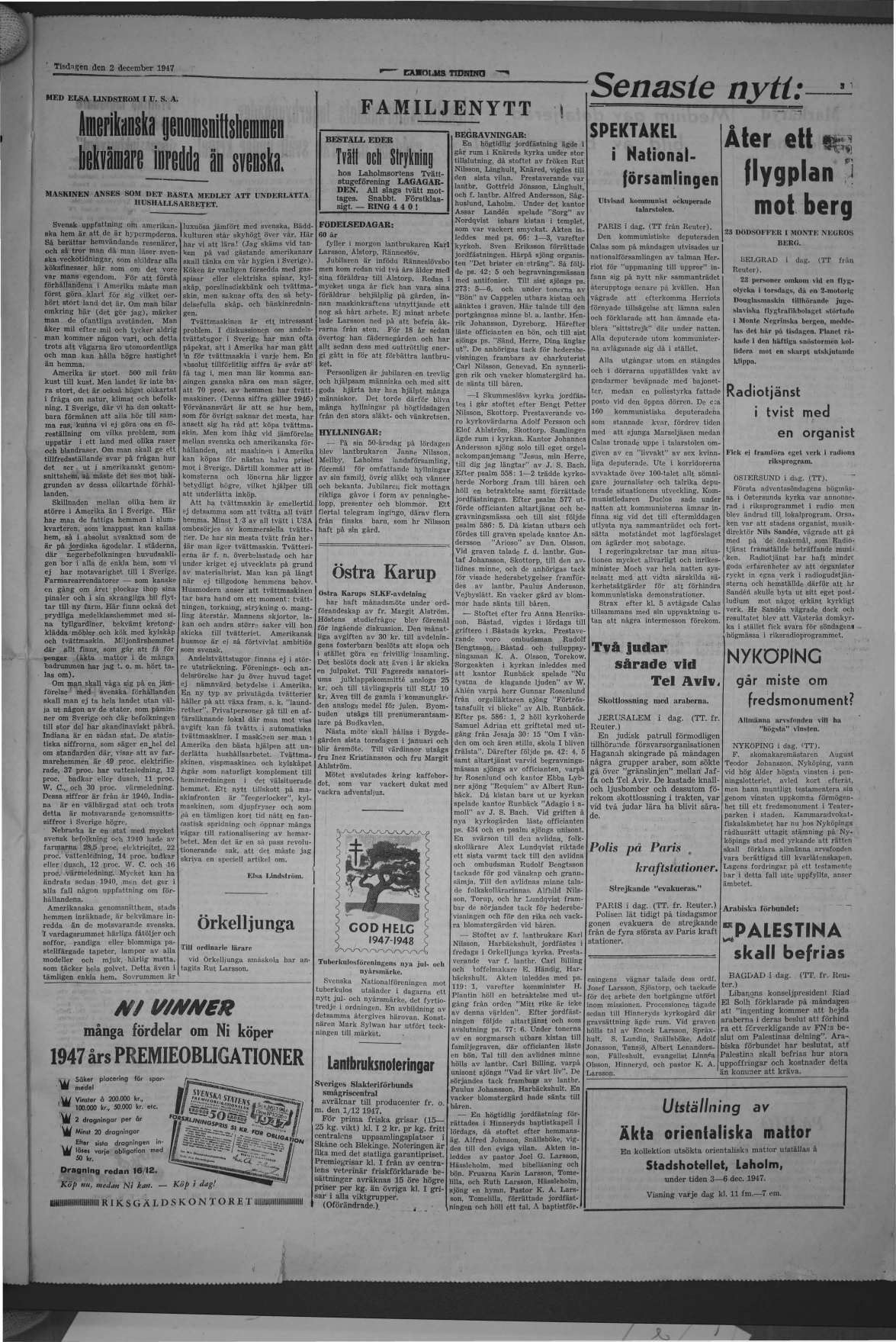 Laholms Tidning Tisdag 2 december 1947, sida 3