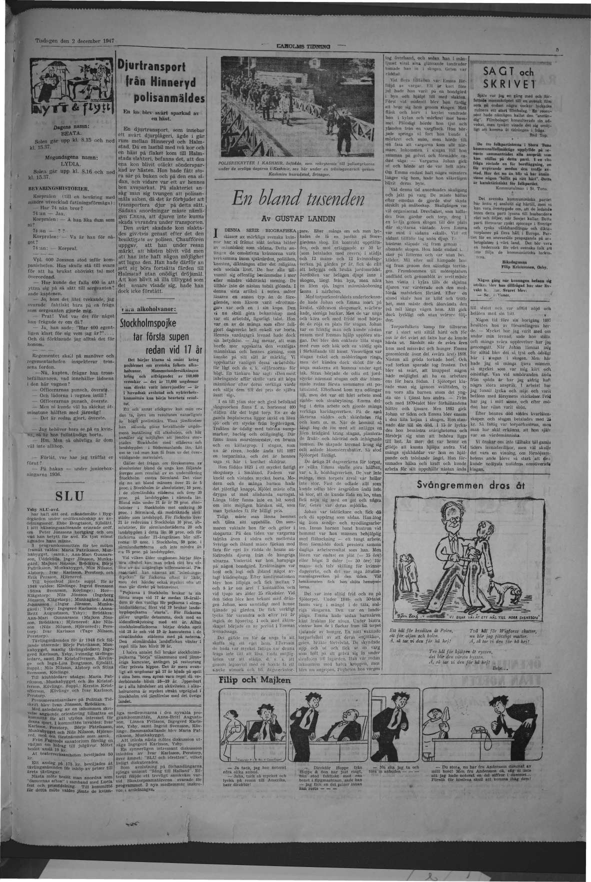 Laholms Tidning Tisdag 2 december 1947, sida 5