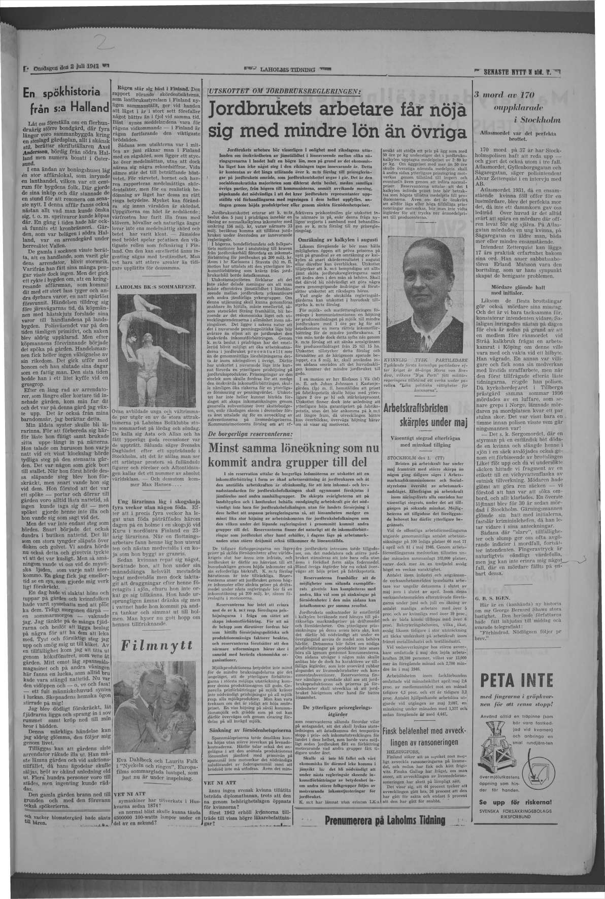 Laholms Tidning Onsdag 2 juli 1947, sida 3