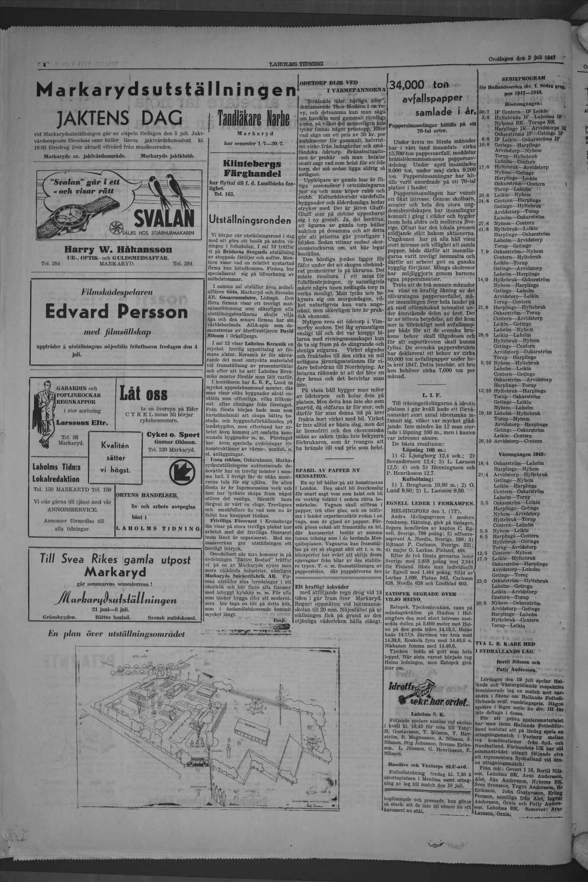 Laholms Tidning Onsdag 2 juli 1947, sida 4