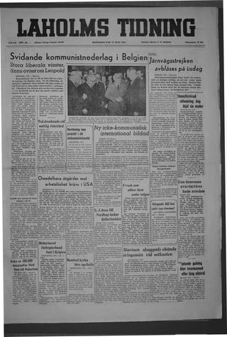 Förstasidan, Måndag 27 juni 1949