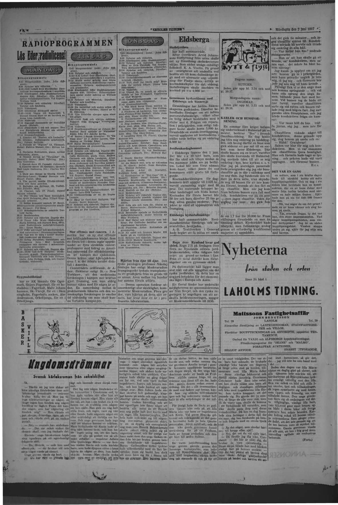 Laholms Tidning Måndag 2 juni 1947, sida 6