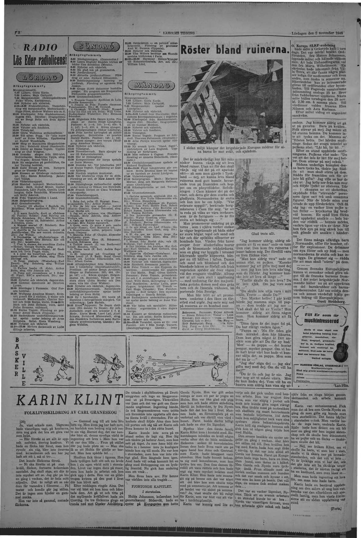 Laholms Tidning Lördag 2 november 1946, sida 8