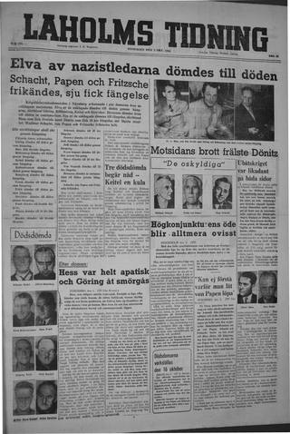 Förstasidan, Onsdag 2 oktober 1946