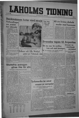Förstasidan, Måndag 2 september 1946