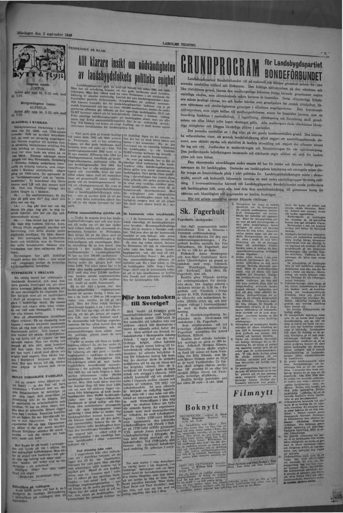 Laholms Tidning Måndag 2 september 1946, sida 7