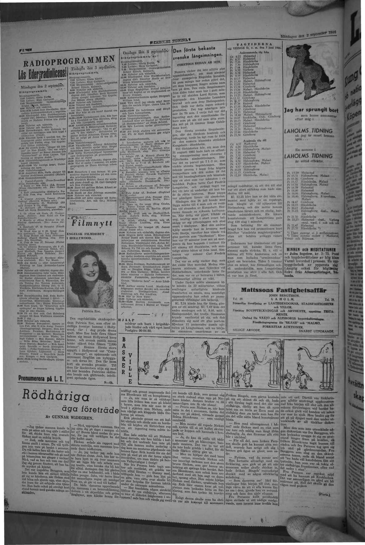 Laholms Tidning Måndag 2 september 1946, sida 8