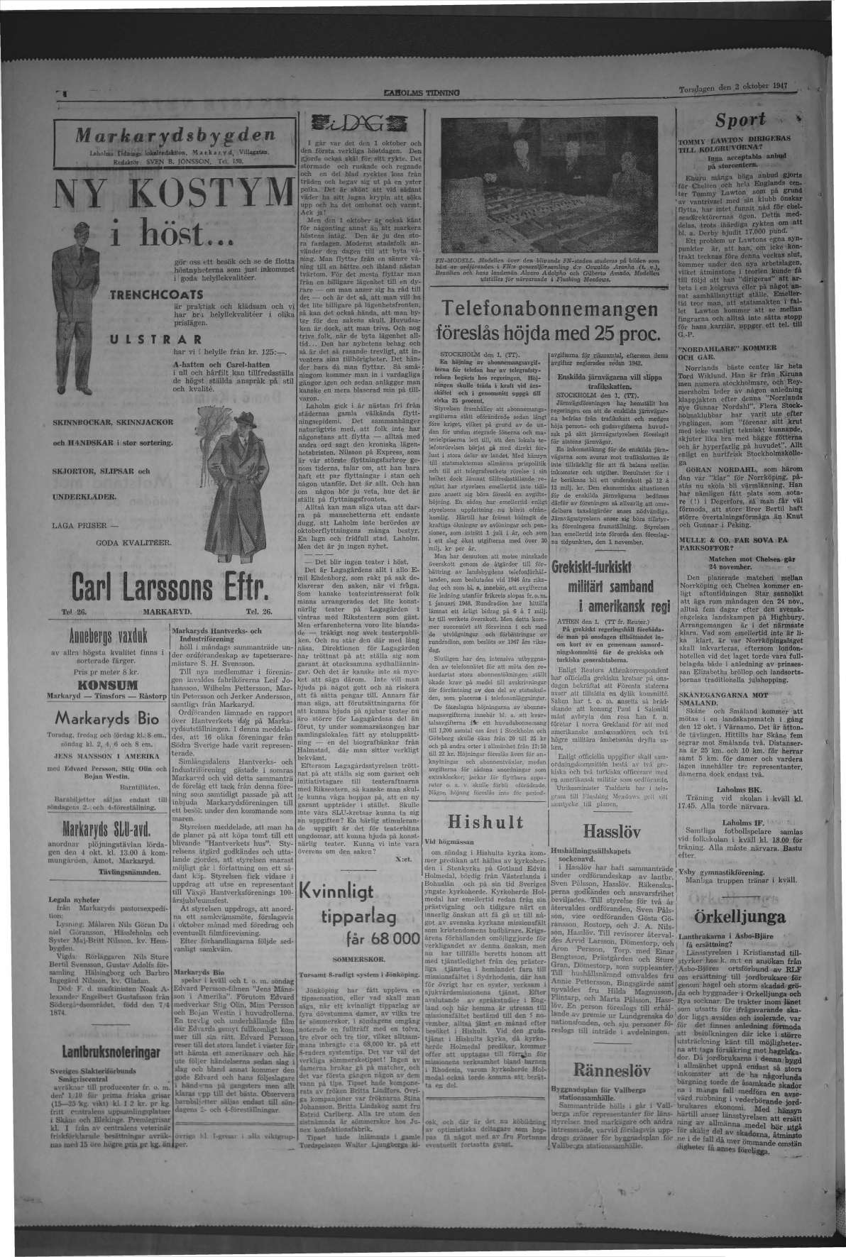 Laholms Tidning Torsdag 2 oktober 1947, sida 4