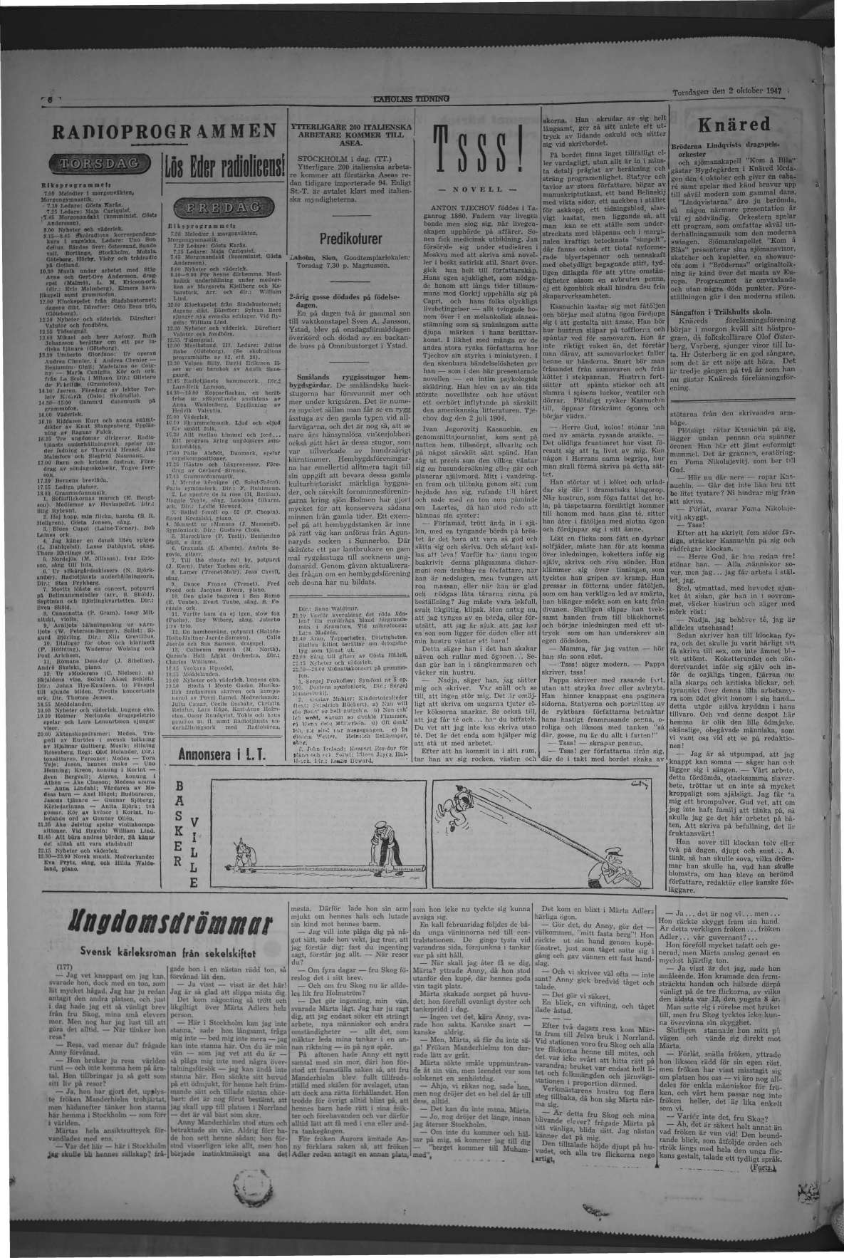 Laholms Tidning Torsdag 2 oktober 1947, sida 6