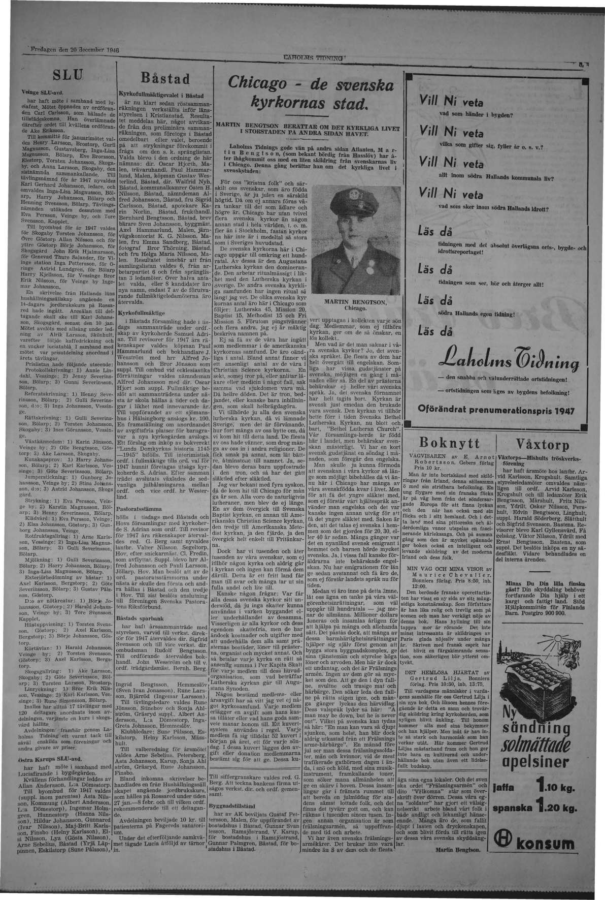 Laholms Tidning Fredag 20 december 1946, sida 5