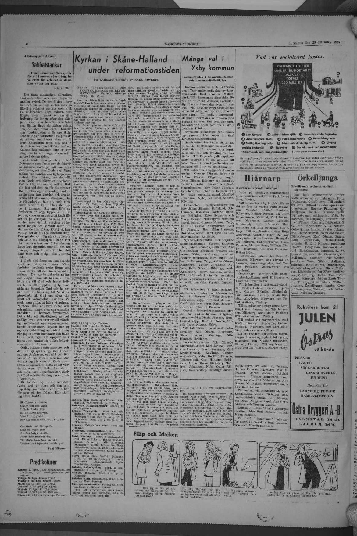 Laholms Tidning Lördag 20 december 1947, sida 6