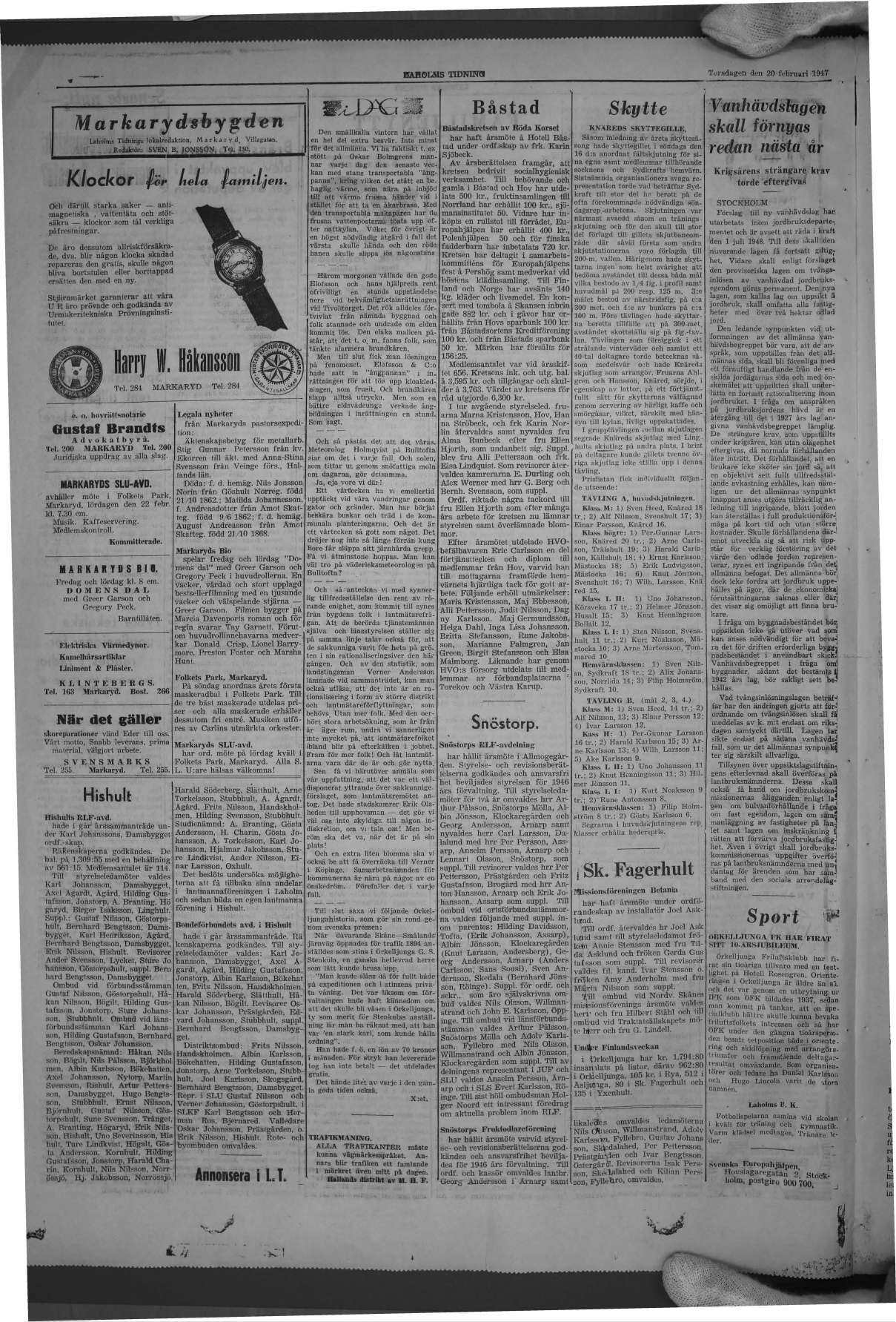 Laholms Tidning Torsdag 20 februari 1947, sida 4