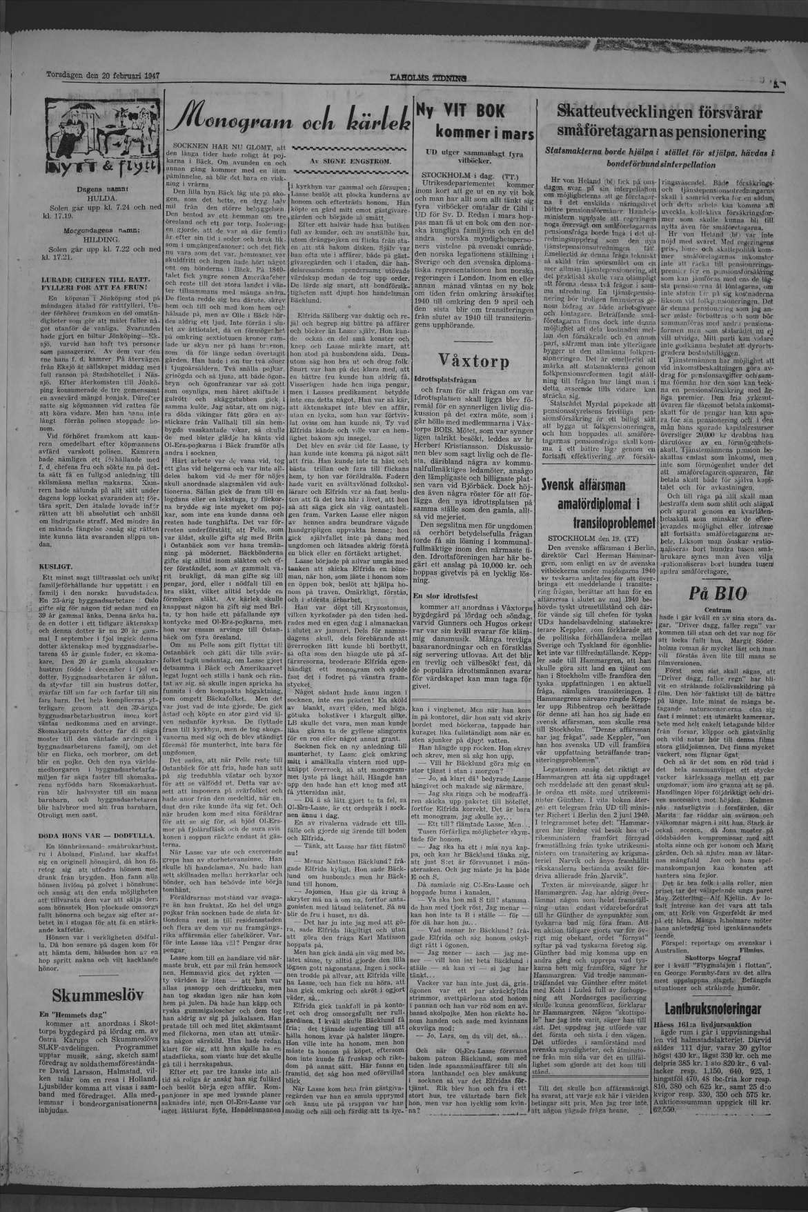 Laholms Tidning Torsdag 20 februari 1947, sida 5