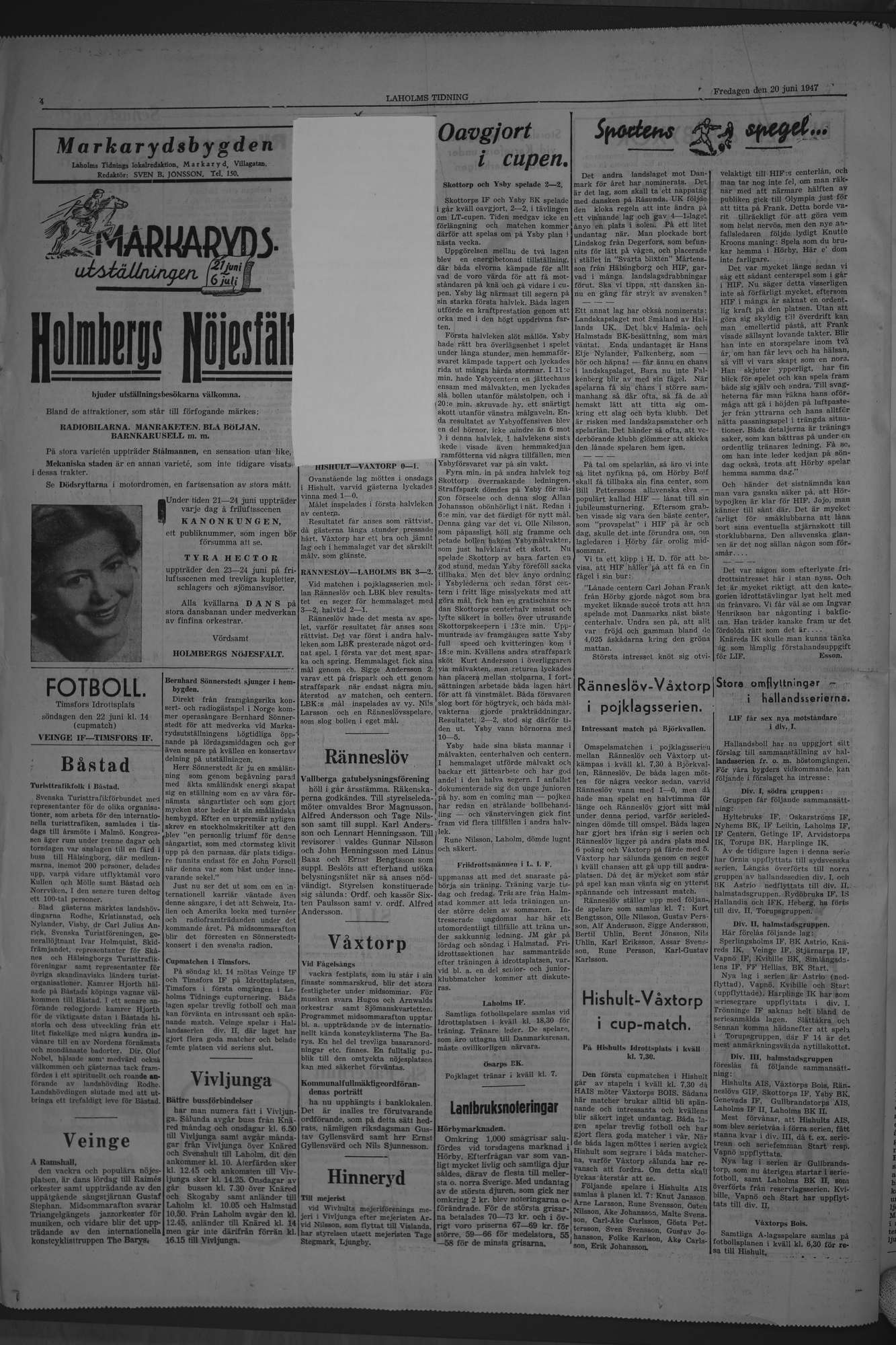 Laholms Tidning Fredag 20 juni 1947, sida 4