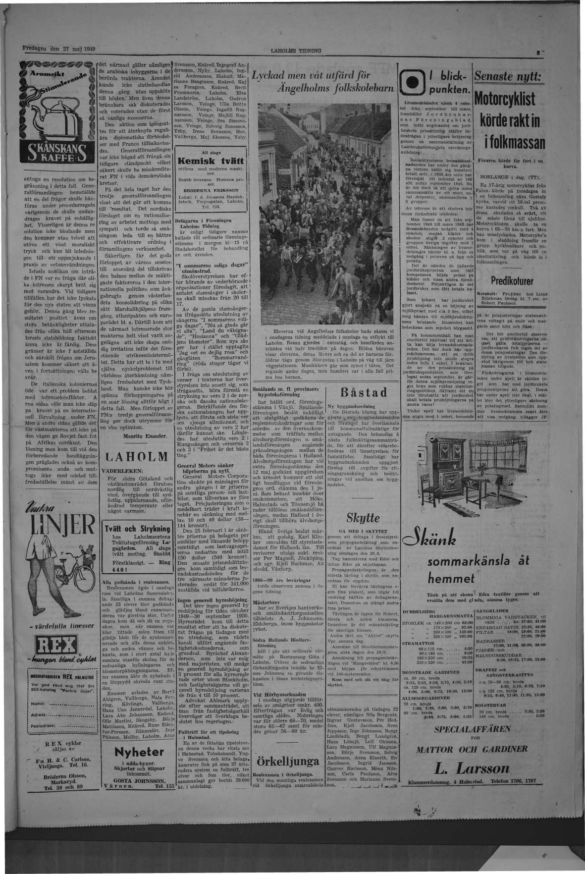 Laholms Tidning Fredag 27 maj 1949, sida 3