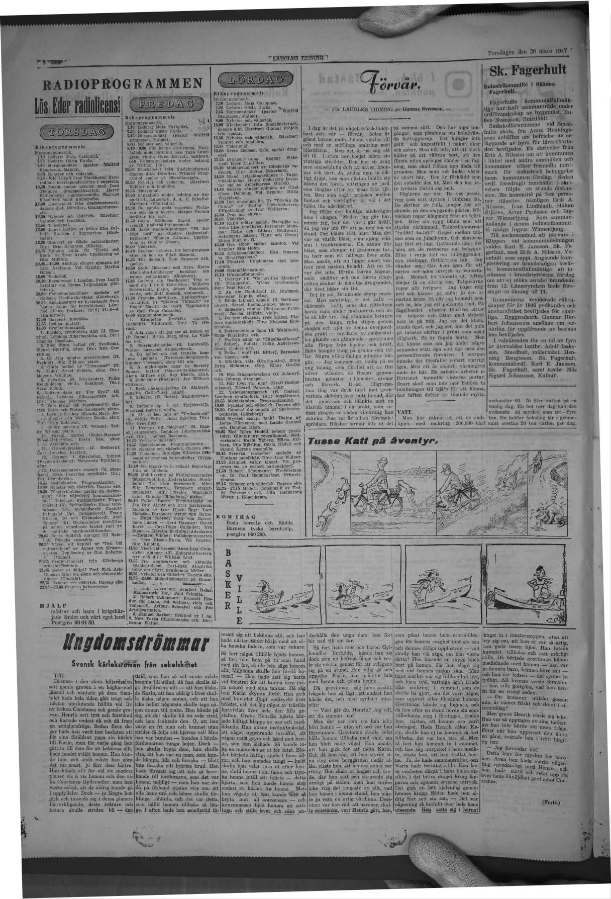 Laholms Tidning Torsdag 20 mars 1947, sida 8