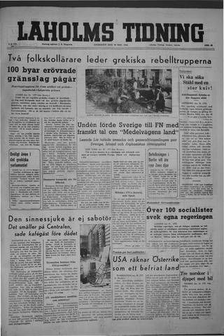Förstasidan, Onsdag 20 november 1946