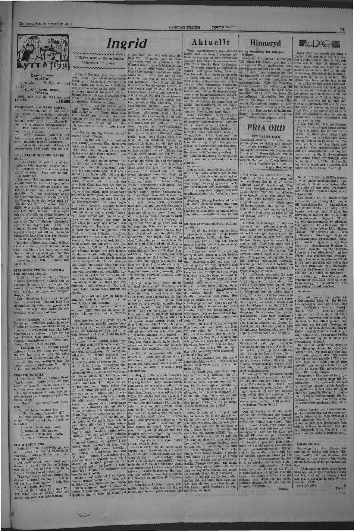 Laholms Tidning Onsdag 20 november 1946, sida 5