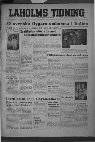 Förstasidan, Torsdag 20 november 1947