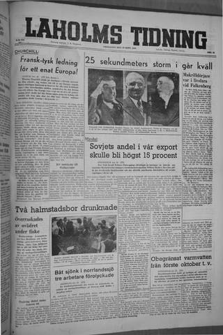 Förstasidan, Fredag 20 september 1946