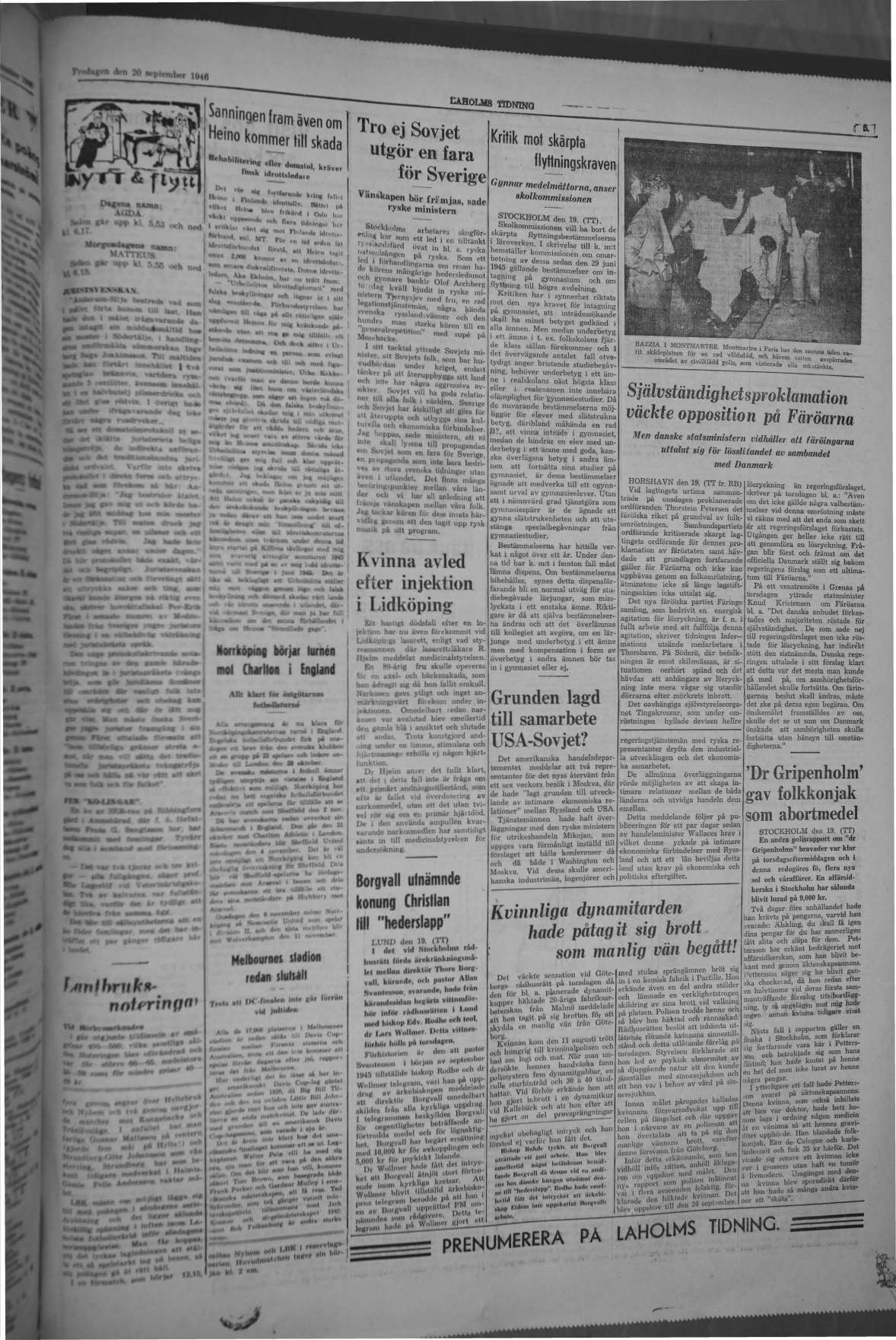 Laholms Tidning Fredag 20 september 1946, sida 5