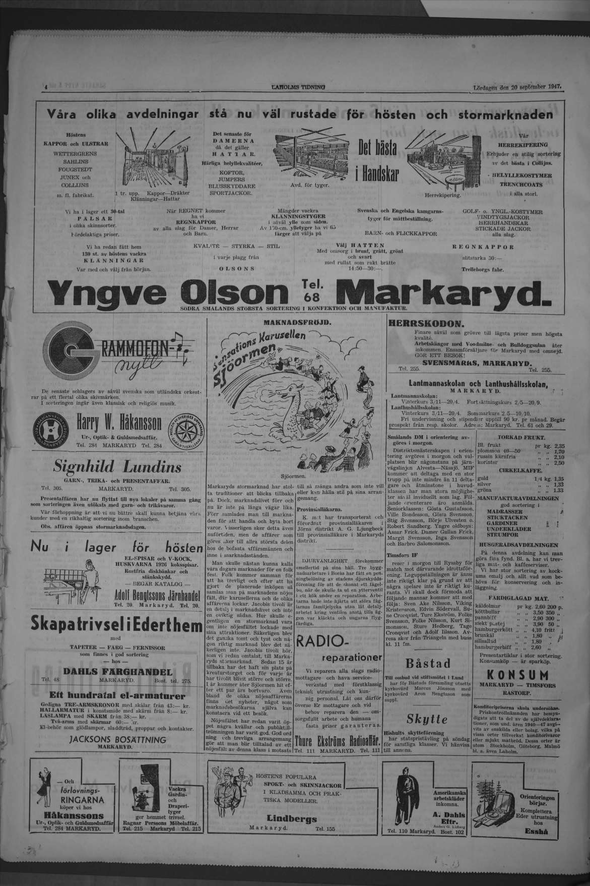 Laholms Tidning Lördag 20 september 1947, sida 4