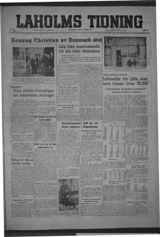Förstasidan, Måndag 21 april 1947