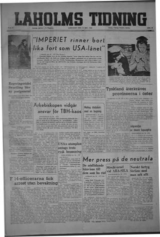 Förstasidan, Lördag 21 december 1946