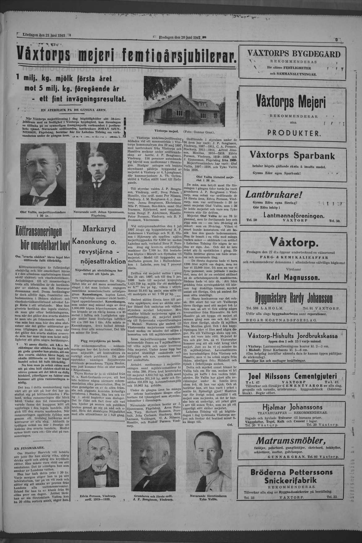 Laholms Tidning Lördag 21 juni 1947, sida 5