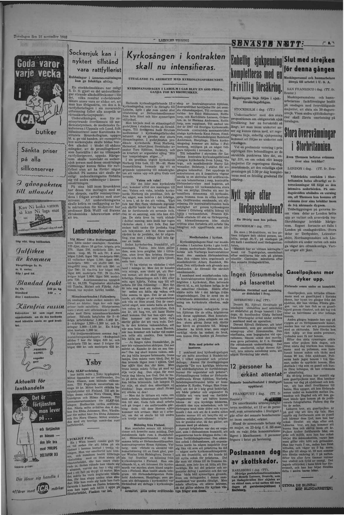 Laholms Tidning Torsdag 21 november 1946, sida 3