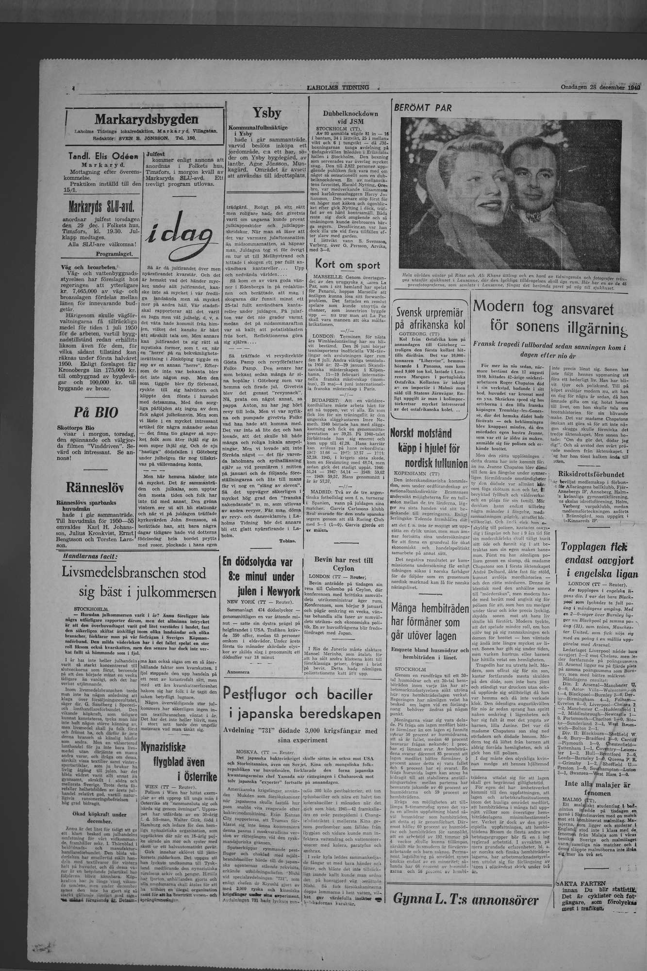 Laholms Tidning Onsdag 28 december 1949, sida 4