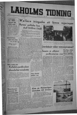 Förstasidan, Lördag 21 september 1946