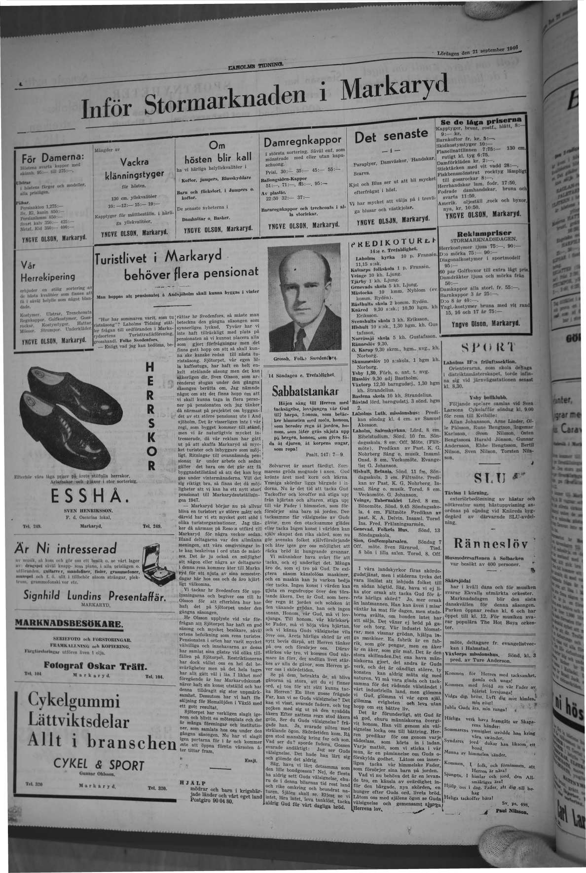 Laholms Tidning Lördag 21 september 1946, sida 4